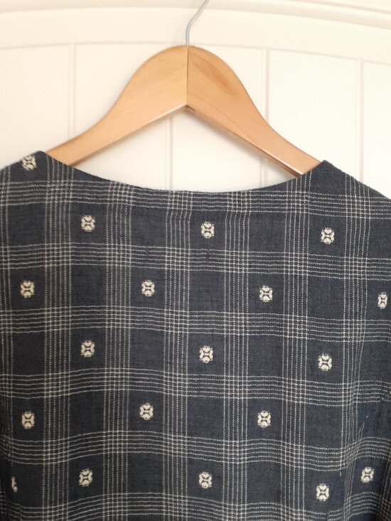 Toad&Co Maple Button Front Long Sleeve Dress Blue Navy Small Dobby Size L - Picture 6 of 12